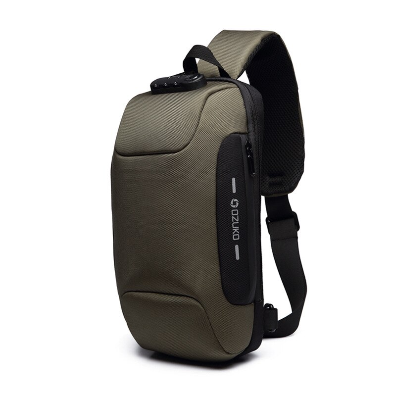 OZUKO 9223 multifunción bolso hombre de bloqueo Anti-robo de bolso de hombro corto viaje impermeable bolsos cruzados para hombre: army green