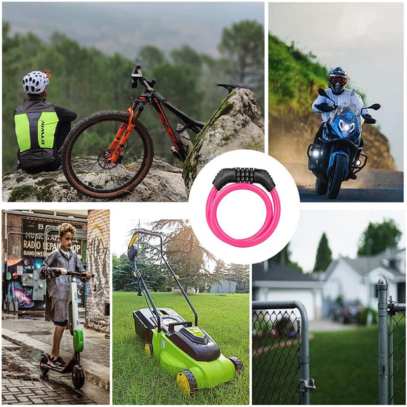 4-Digit Password Bicycle Lock Portable Anti Theft Bike Password Lock Resettable Combinations 4 Digits Codes Lock for Bicycles