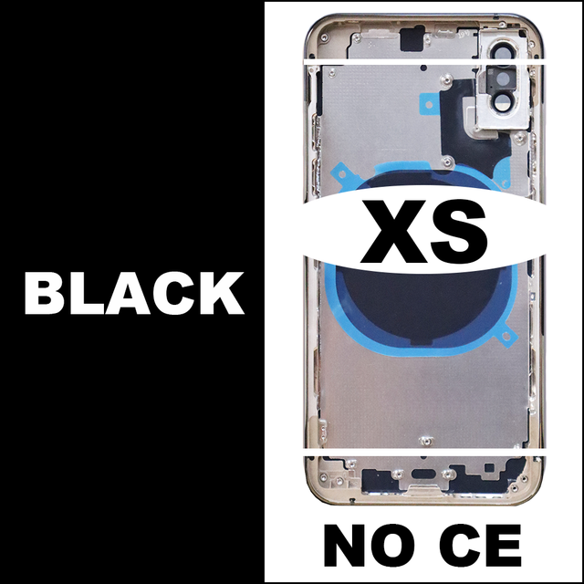 Voor Iphone Xs Xs Max Batterij Back Cover + Midden Chassis Frame + Sim Tray + Side Key Onderdelen Behuizing case Geen Flex Kabel +: XS-Black - NO CE