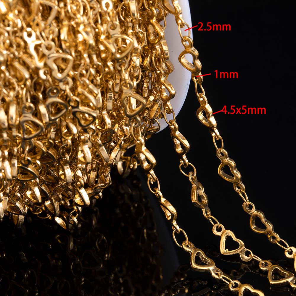 Cadena de eslabones planos finos de acero inoxidable, 1 metro, sin decoloración, cadena de Color dorado y plateado para collares DIY, pulseras, fabricación de joyas,