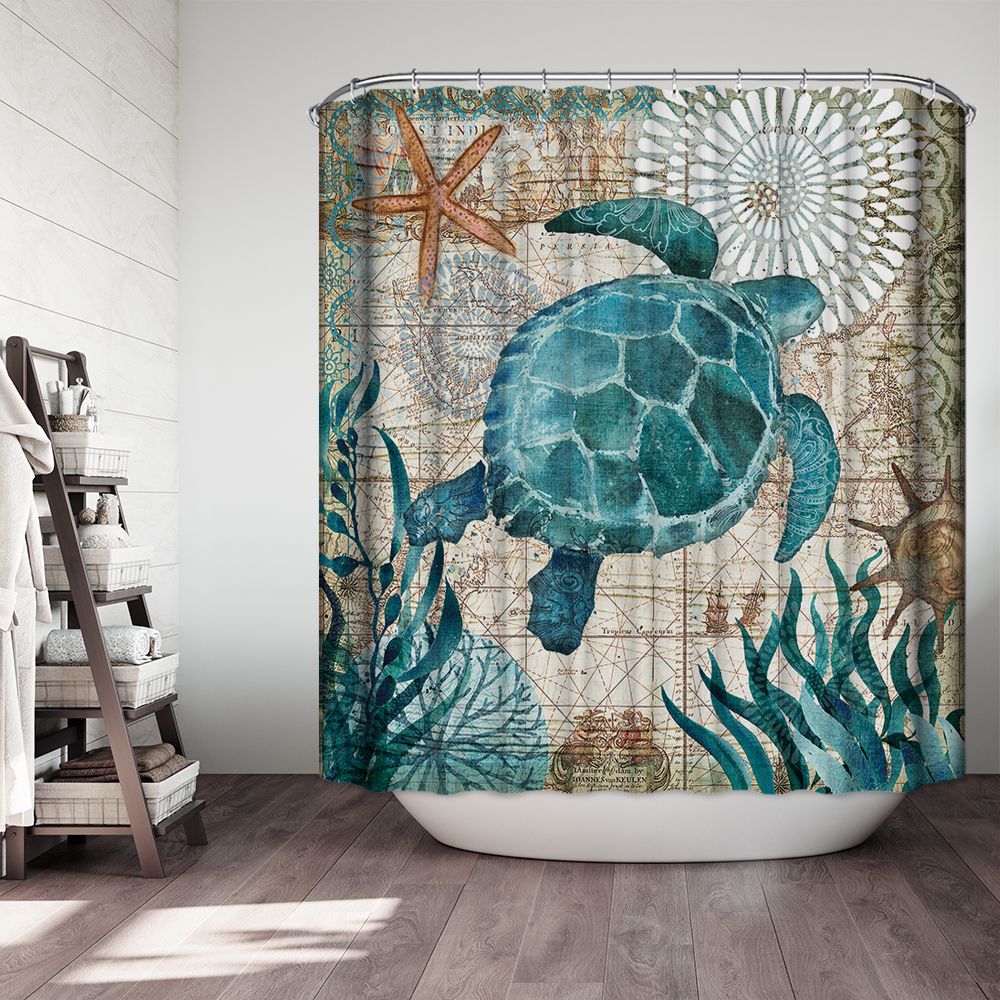 Printing Animal Bath Mat and Shower Curtain Set Absorbent Toilet Mat Bathroom Carpet Non-slip Foot Mat Microfiber Bath Mat: Shower Curtain-3