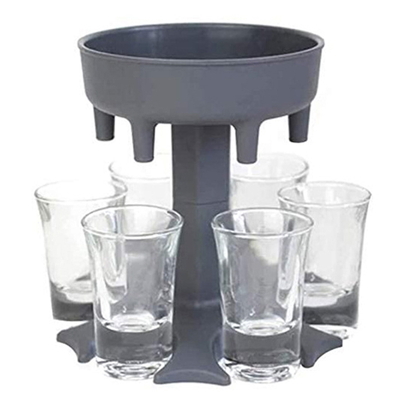 Liquor Dispenser for 6 Shot Plastic Automatic Cup Remover Bar Tools Plastic Holder Dispenser Drinking Barware Beverage Dispenser: Grey With 6 Cup