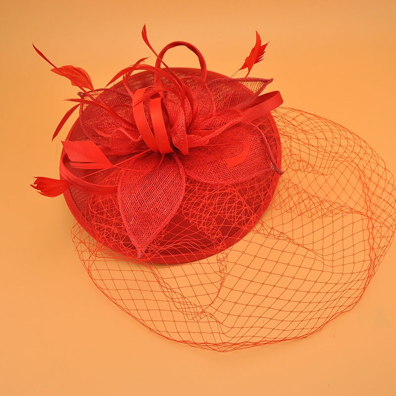 Wedding Bridal Hats bridcage Veil Fascinators headpiece party hair accessories party Hat wedding accessories: Red
