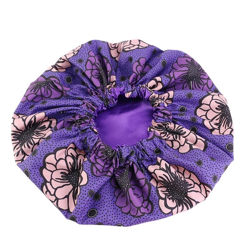 38cm store print satin hætte hårhætter søvn afrikansk mønster tryk stof ankara nat hat hår styling cover tilbehør: Type 2