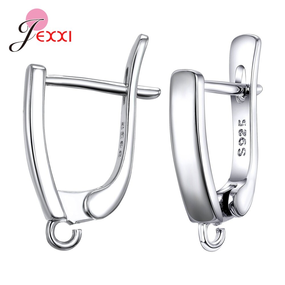 Pendientes de plata de ley 925 auténtica para mujer y niña, accesorios de joyería DIY, componente de joyería: E