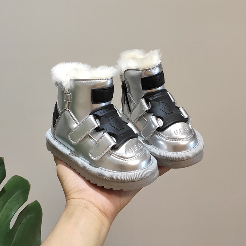 neue Winter freundlicher Schnee Stiefel Spiegel Wasserdichte Mädchen Stiefel Nicht-Unterhose Wolle Warme Starke Baumwolle Junge Stiefel Baby kleinkind Schuhe