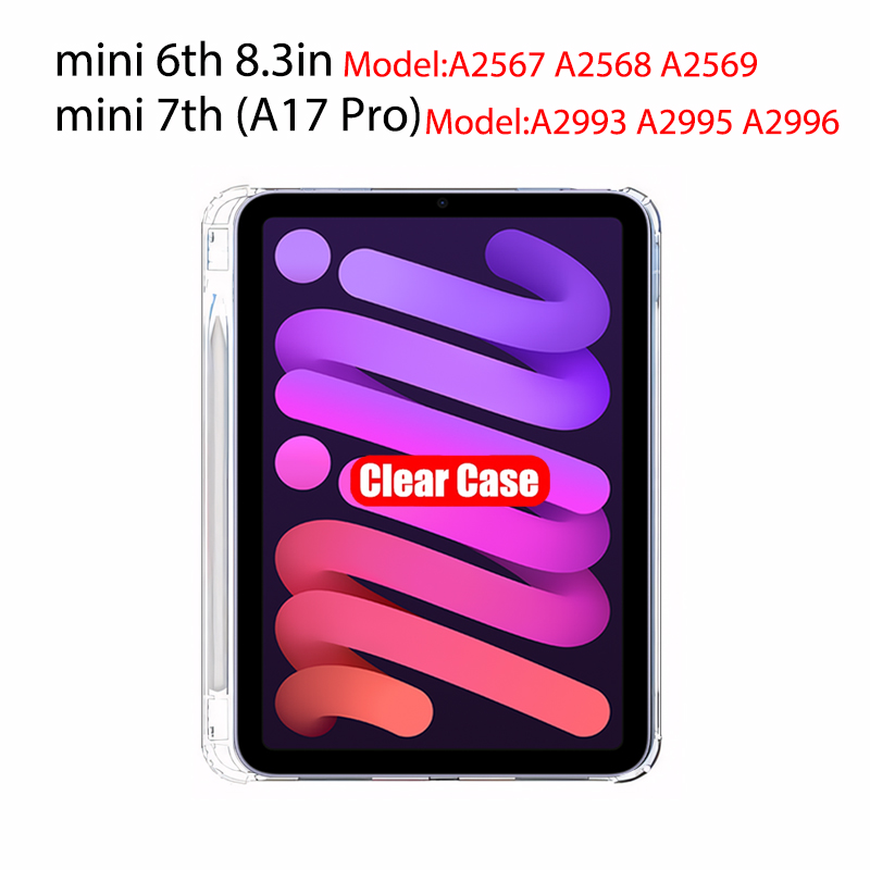 Clear Case For iPad 10th 9th 8th 7th 6th 5th Generation With Pencil Holder Case iPad Air 11 5 4 3 Pro 13 12.9 Mini 6 7 Tpu Cover: Silver