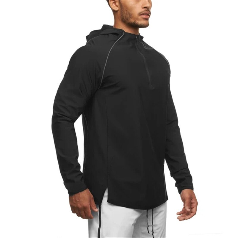 Men Running Jackets Hoodies Gym Sport Training Fitness Bodybuilding Sweatshirt Outdoor Sportswear Zipper Male Hoodies