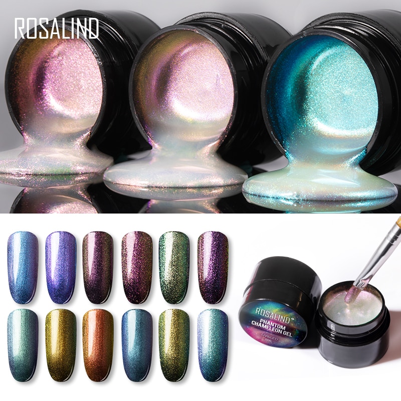 Rosalind gel neglelak phantom kamæleon alt til manicure dekoration base top til negle uv led lampe hybrid lakker