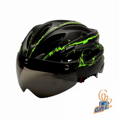Stijlvolle Zwarte Bril Fiets Helm Ultralight Patroon Fietshelm Riding Mountain Racefiets Integraal Gegoten Fietshelmen: Black green