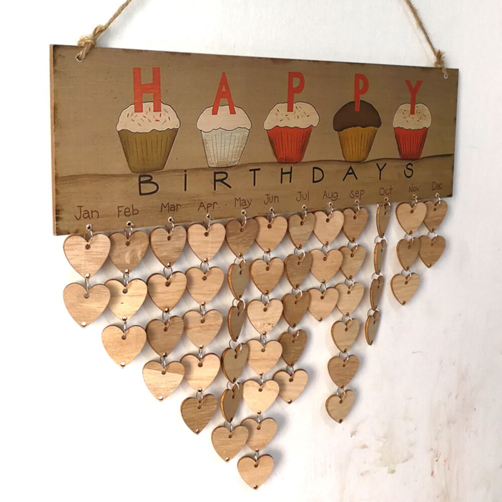 Printed Colorful Letters Hanging Wooden Plaque Board Festival Birthday Reminder DIY Calendar for Home Party