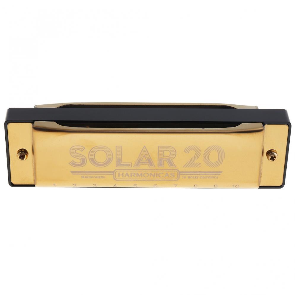 10 Holes Gold Diatonic Harmonica Blues Harp Mouth Organ Key of Reed Musical Instrument Stainless Steel for Beginner