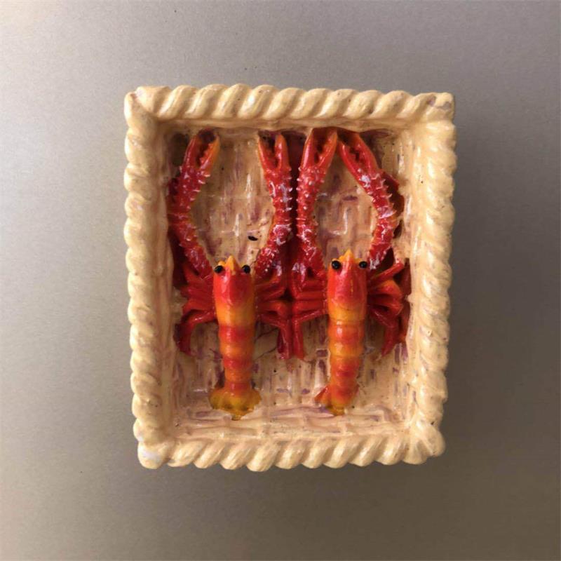 Seafood Fridge Magnet Crayfish Crab Shellfish Refrigerator Magnets Souvenir DIY Kitchen Magnet Sticker Kid Children Toy: E
