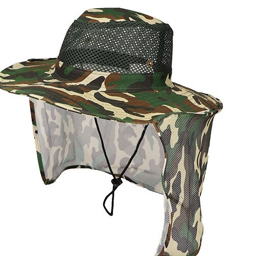 Gorros de senderismo Unisex para deportes al aire libre, sombrero de pesca y senderismo con solapa para cuello y rostro, protección UV: Dark green