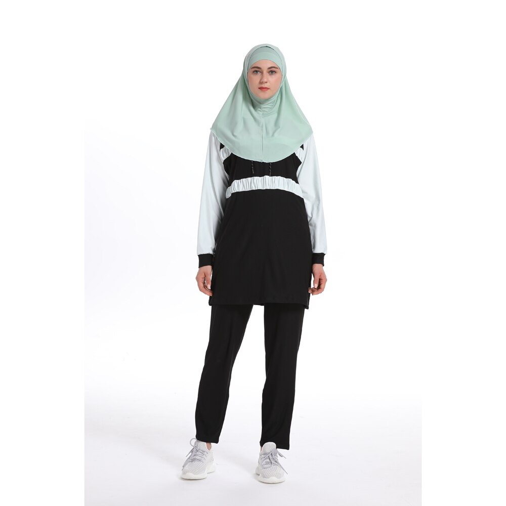 Muslim Women Two Piece Sweatsuit Muslim Cowl Neck Sweatshirt and Loose Long Pants Set Islamic Tracksuit