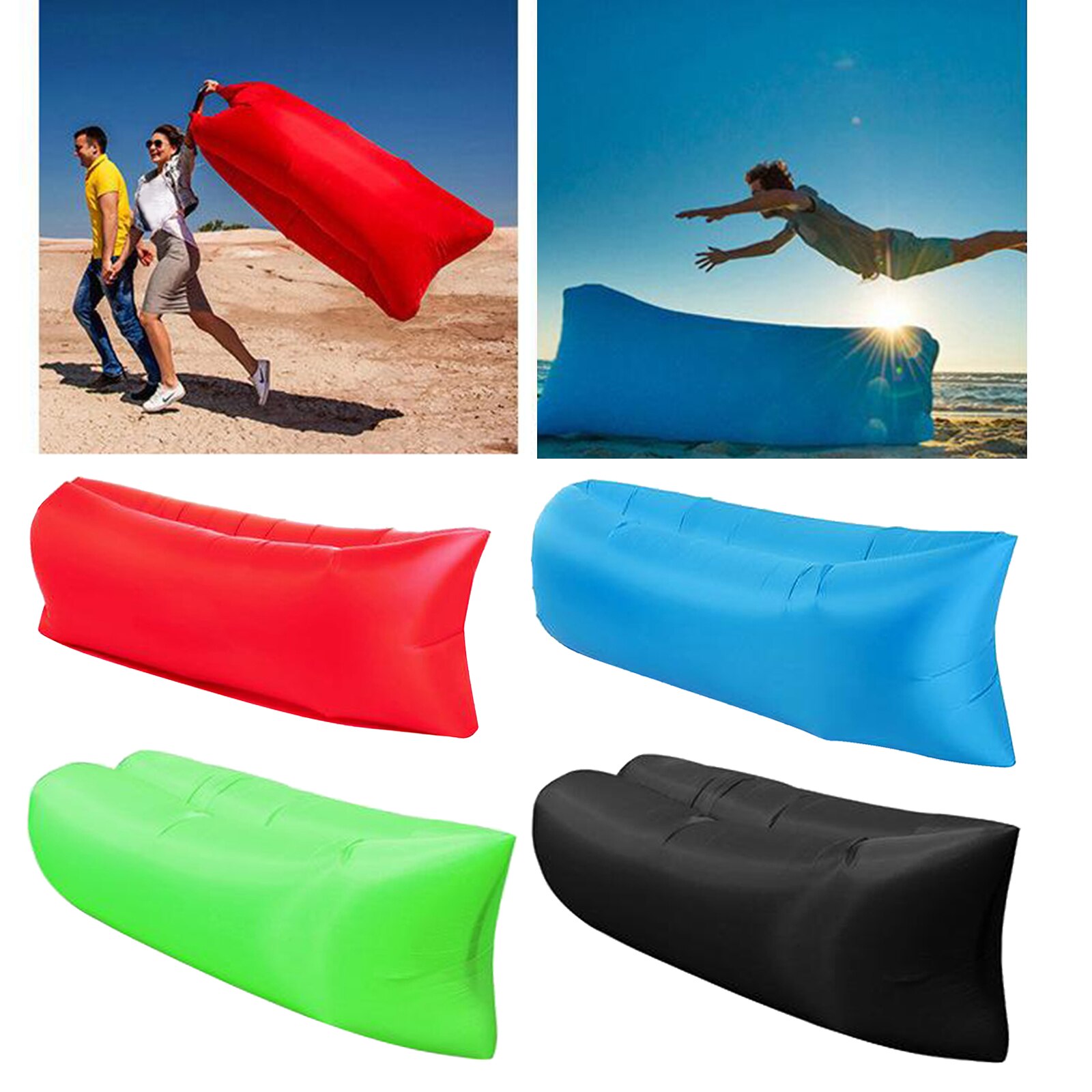 Hamaca de aire inflable, tumbona, saco de dormir suave, cama para acampada al aire libre, Playa