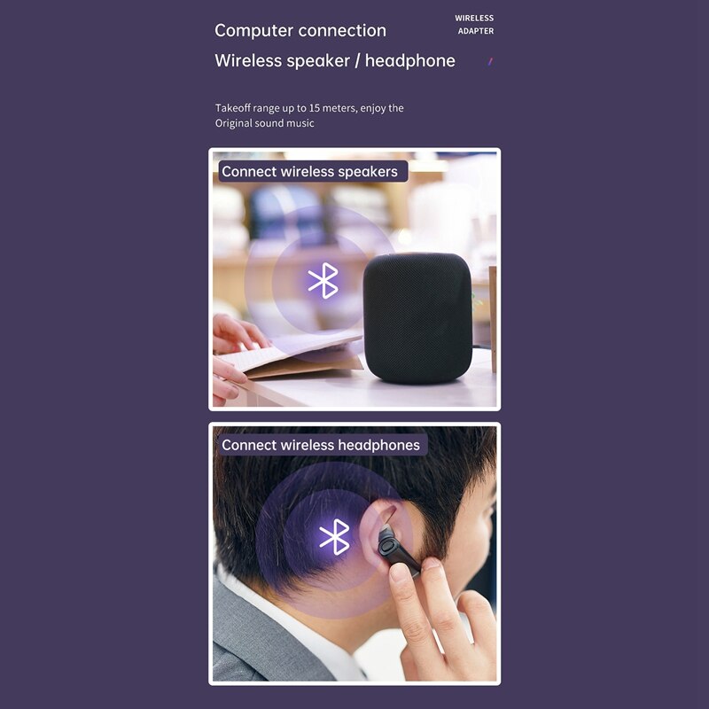 4- i -1 bluetooth 5.0 usb-adapter støtter taleanropsfunksjon