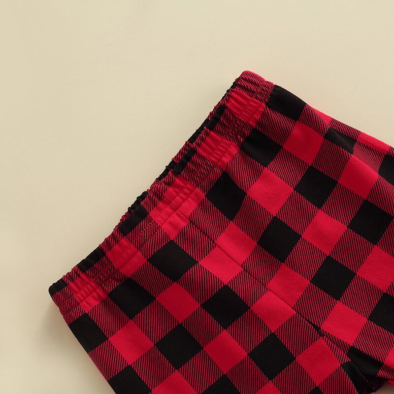 Pantaloni per bambini, stampa scozzese pantaloni dritti/larghi con volant allentati autunno inverno per bambine