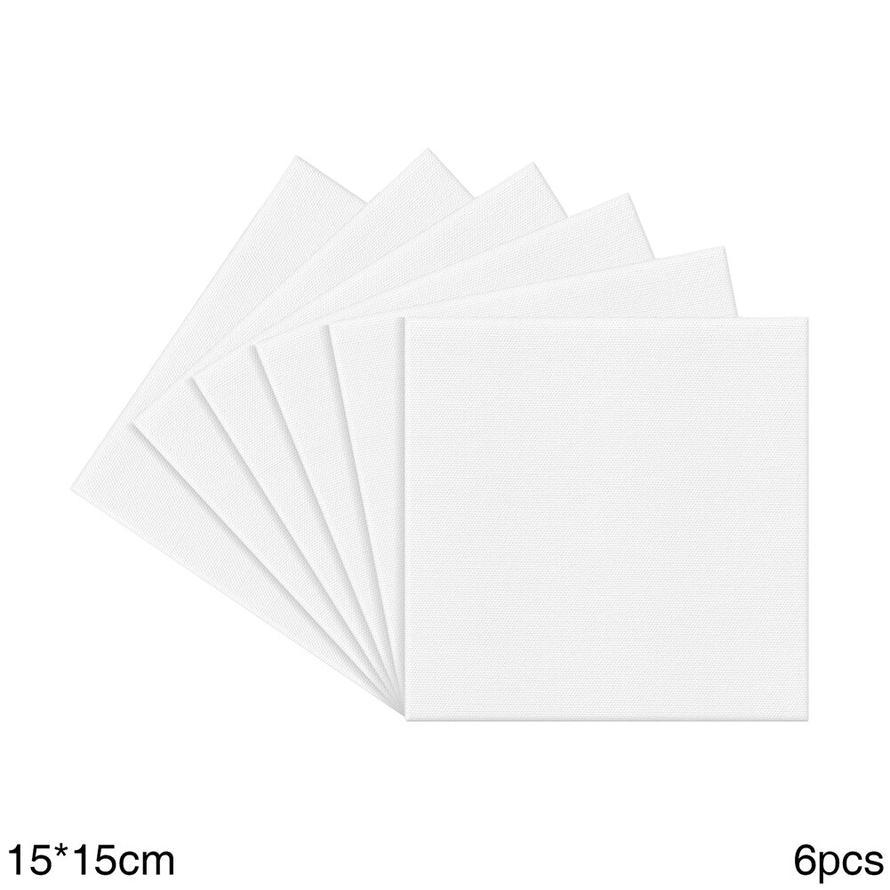 6pcs Blank Artist Canvas Framed White Paint Boards Artwork Painting Picture frame Art Painting Stretched Acrylic Board Panels: 15X15CM