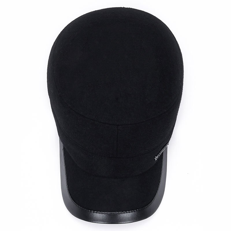 Zima w średnim wieku i osoby starsze ciepłe bawełny wyściełane kapelusz dla mężczyzn ojca odporne na zimno czapka z płaskim wierzchem wełniany kapelusz