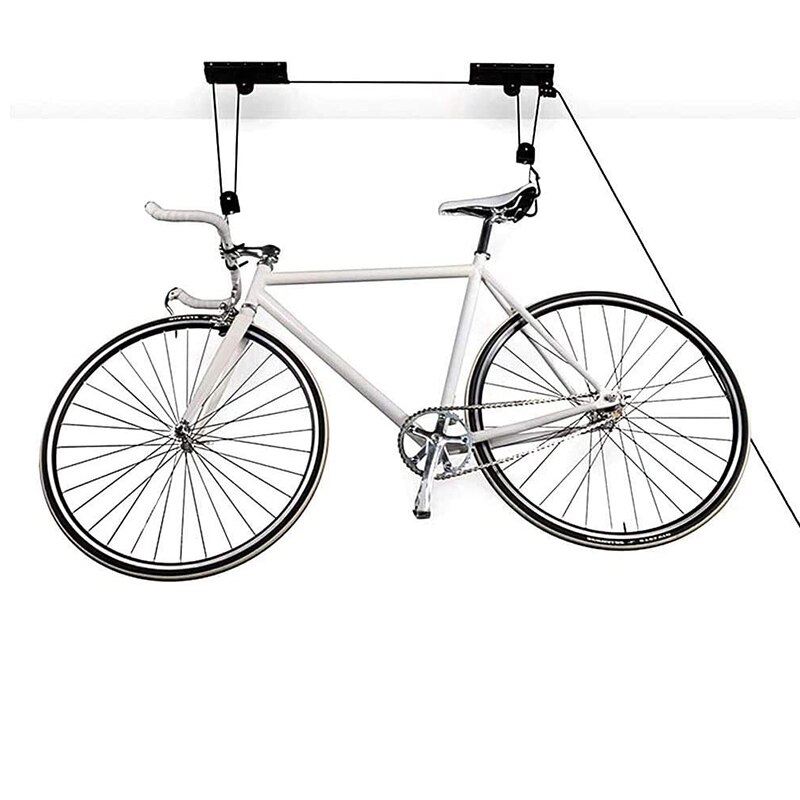 Cykellyft taklyft för cykelhängare för garageförvaring överliggande väggfäste cykelkrokar hängande remskiva system cykel