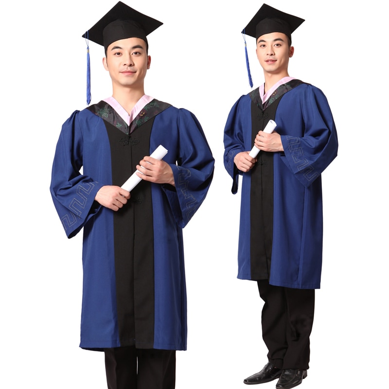 Master's degree gown bachelor costume and cap University graduates clothing academic gown College Graduation Clothing &amp; Apparel