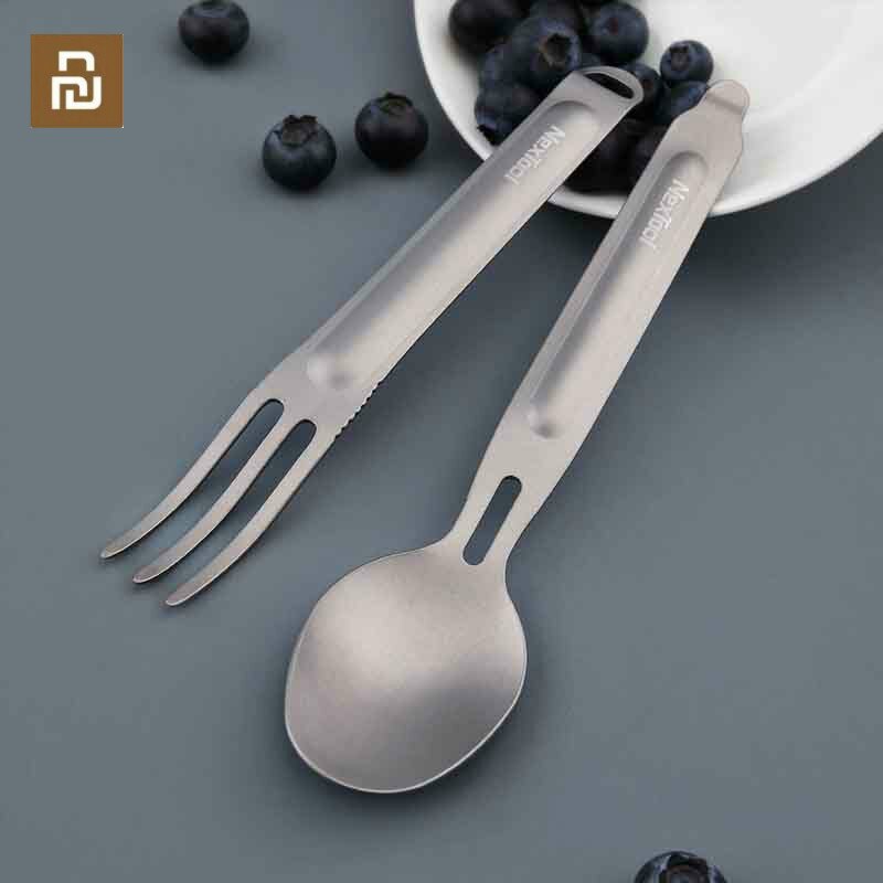 Xiaomi Netool Outdoor Titanium Fork Spoon Antibacterial Non-toxic Durable Non-rust Light Sturdy Convenien Portable Storage Box