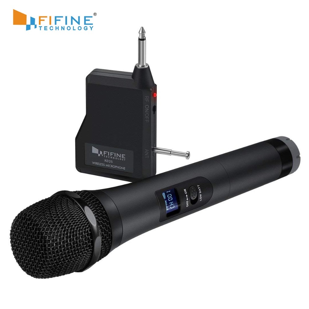 FIFINE UHF 20 Channels Handheld Dynamic Microphone Wireless mic System for Karaoke & House Parties Over the Mixer,PA System etc