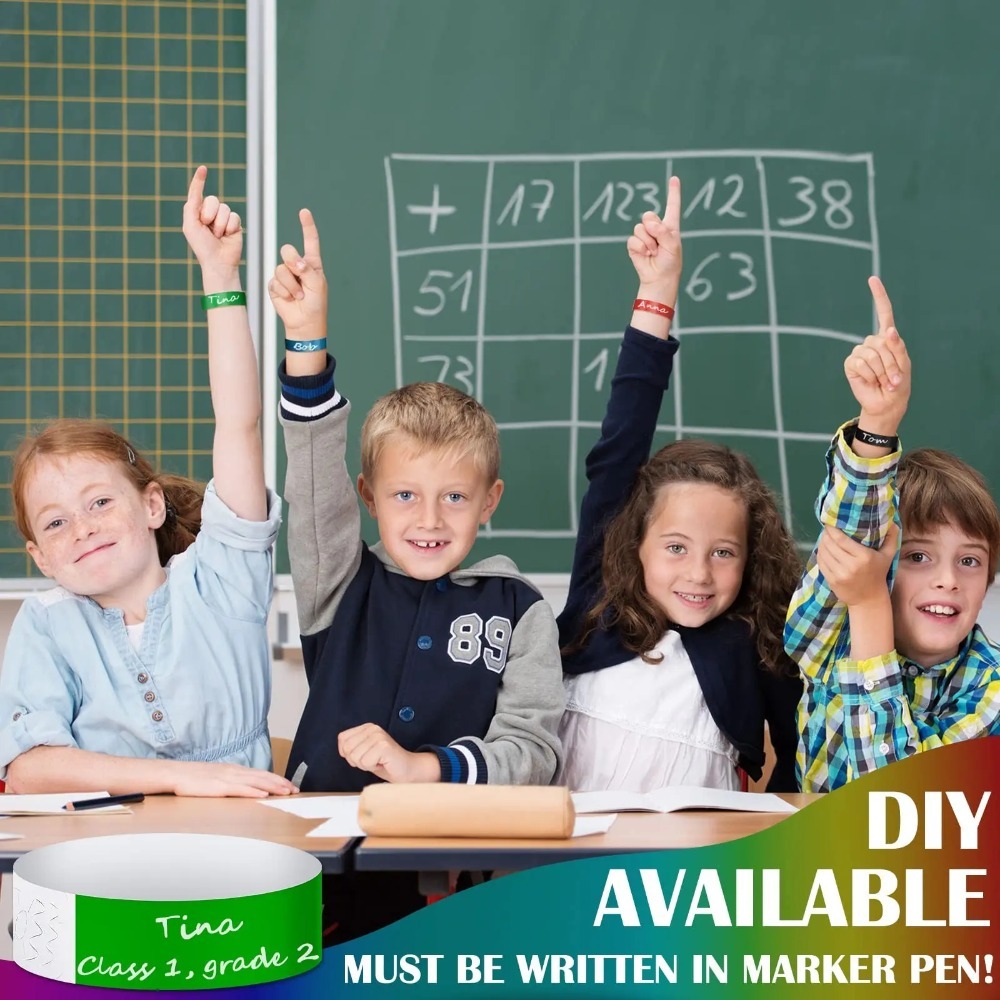 100 Stück Papier Tyvek Armbänder wasserdichte Party synthetisches Papier Handgelenk Spielplatz Mehrzweck Armbänder Ich würde Armbänder