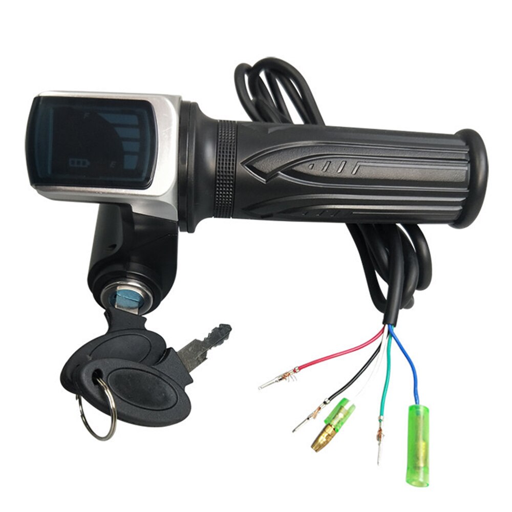 Empuñadura de acelerador de patinete eléctrico, bloqueo de Pedal de acelerador con bloqueo de llave, indicador de potencia, 36V/48V/60V