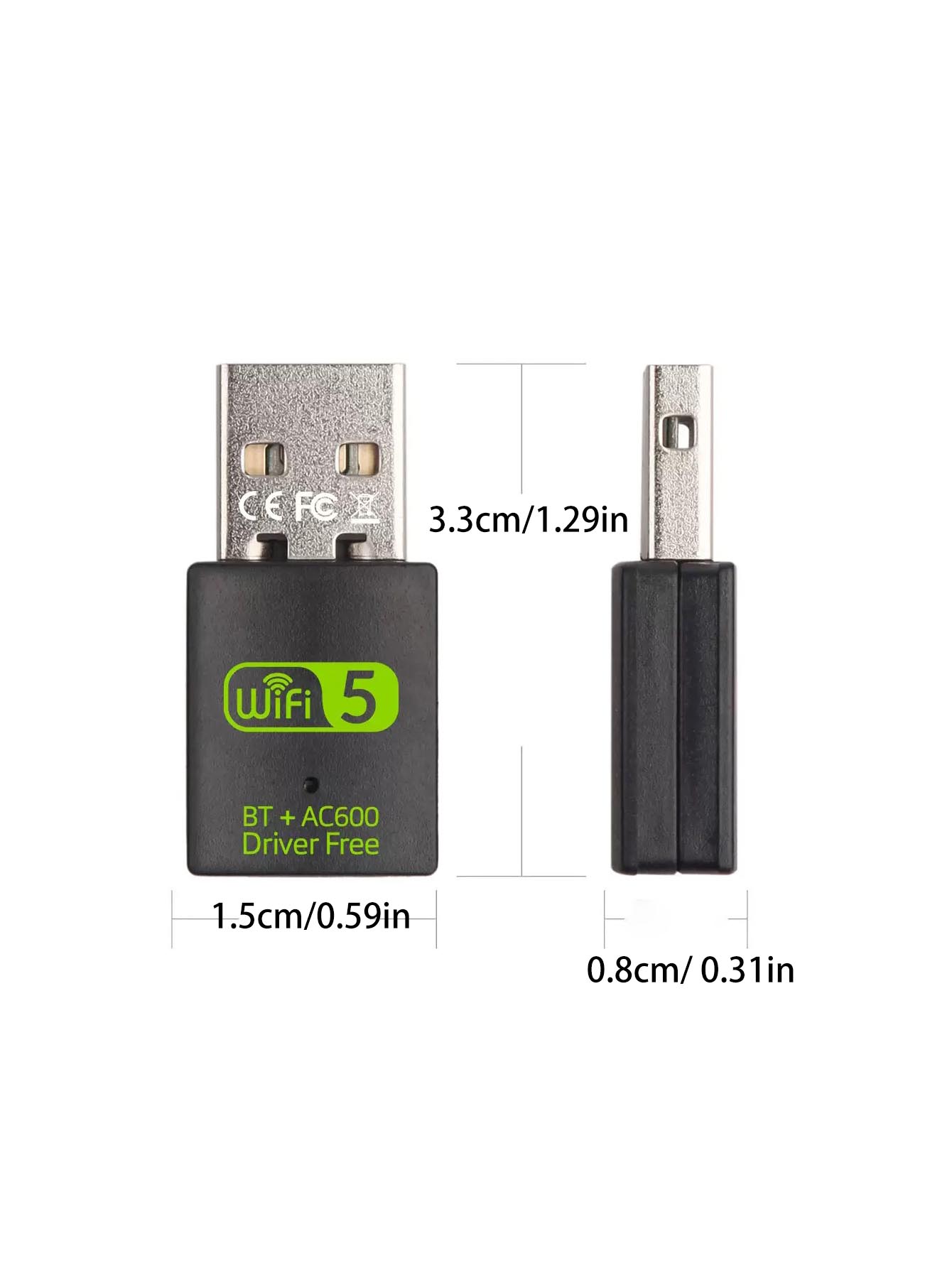 600M dual-band Bluetooth WiFi network card, USB interface, Bluetooth WiFi integrated, driver-free plug-and-play operation