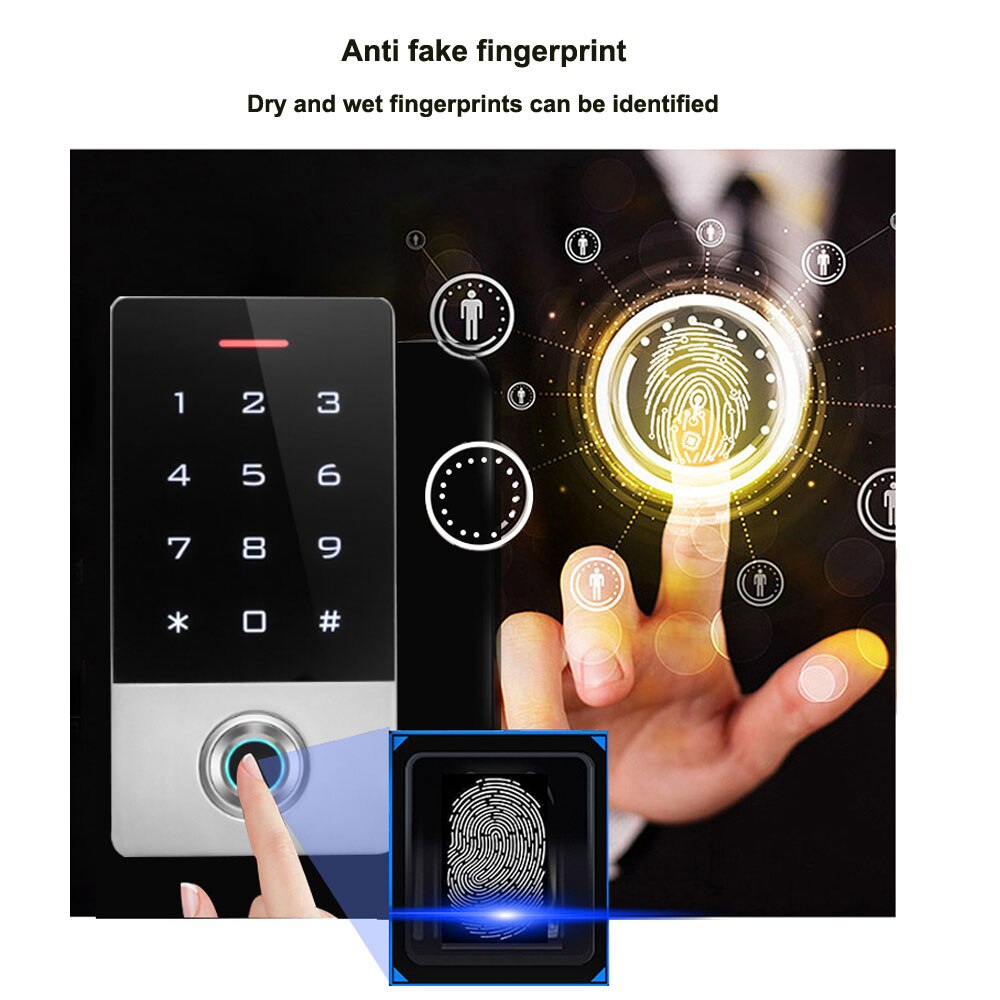 RFID fingerprint Access Control touch Keypad metal shell rainproof IP66 anti-hit 300 fingers / 10000 card users