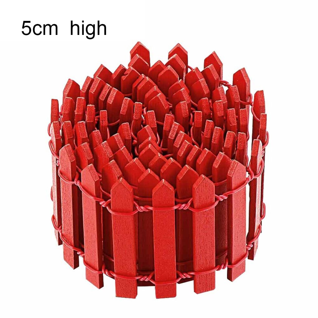 100x5cm/100x3cm DIY Mini Small Fence Barrier Wooden Craft Miniature Fairy Garden Terrarium Doll Branch Palings Showcase Decor: 5cm red