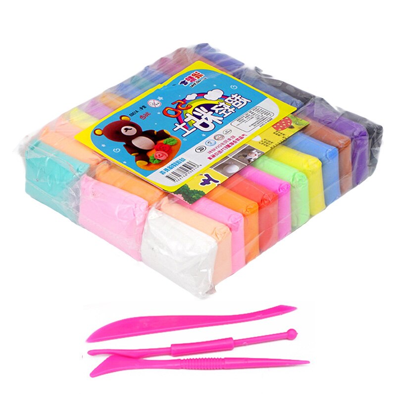 12 24 36 st/set mjuk lera med verktyg färgglad pysselleksak barn gör det själv polymer plasticine dagis pedagogiska leksaker för barn: 36 st