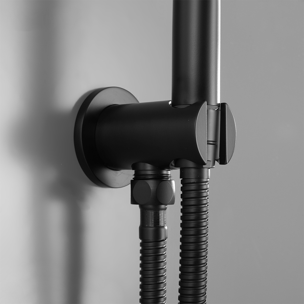 Sort rund messing vægmonteret badeværelse armatur udskiftning brusekabine