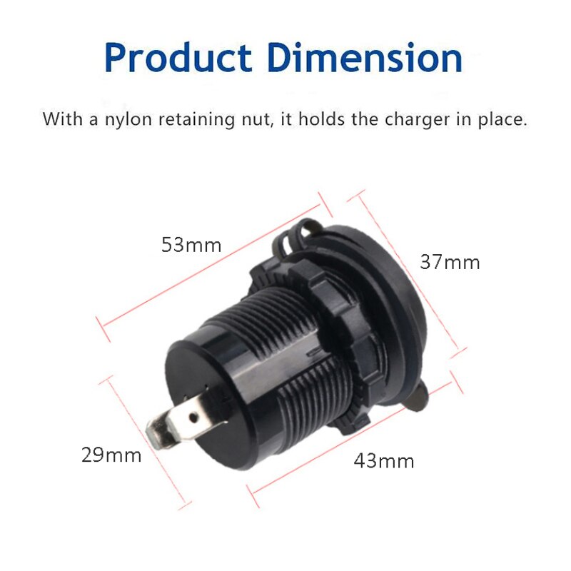 4.2A Dual USB Fast Charger Socket Power Outlet with Touch Switch Waterproof Charger Socket for Car Marine Boat Motorcycle Truck
