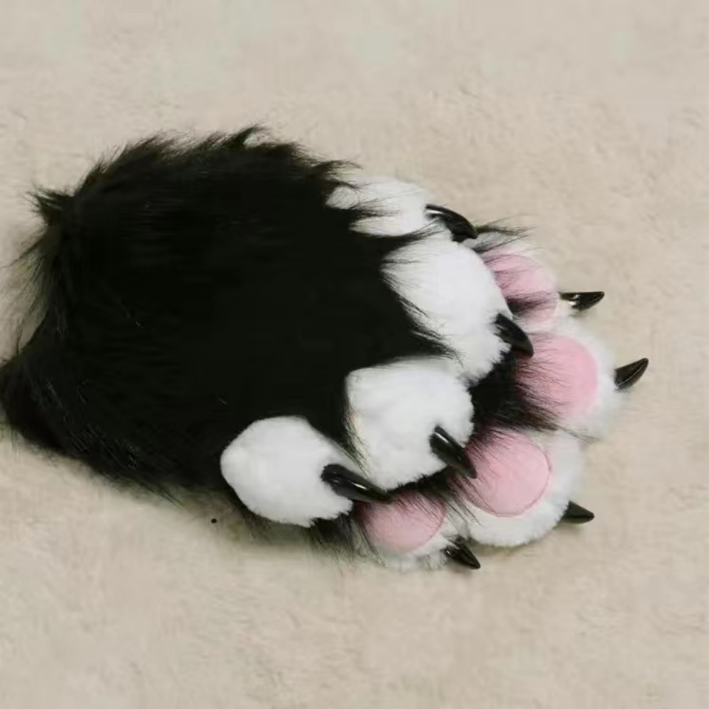 Kig fursuit kigurumi peludo animal garras unhas luvas cosplay traje wearable peludo animal pata cosplay adereços: Marrom