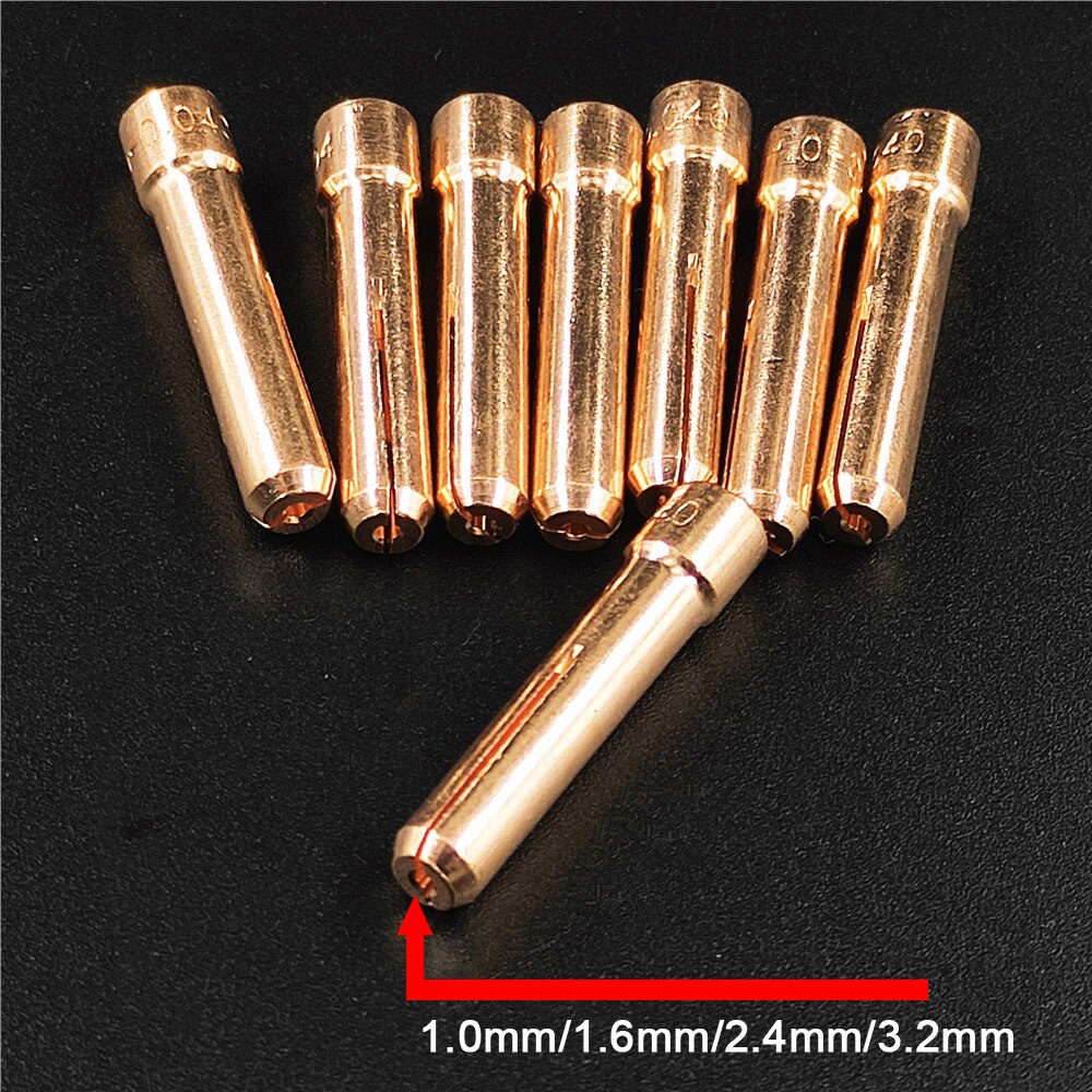 Pointes de pinces courtes pour chalumeau à souder, série WP17 18 26, 10N22S/10N23S/10N24S/10N25S 1.0MM/1.6MM/2.4MM/3.2MM