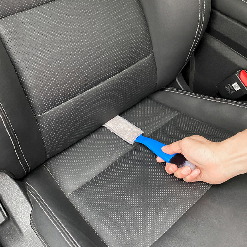 Cepillo de limpieza de detalles del Interior del coche, salida de aire acondicionado, limpiador de polvo para salpicadero, herramientas multifuncionales de doble cabezal