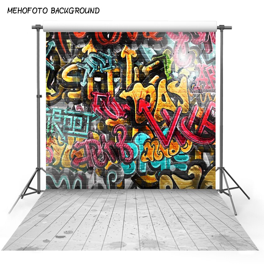 Mehofond graffiti väggfotografering bakgrund tegelvägg och trägolv bakgrund photocall fotostudio bakgrund f -2156