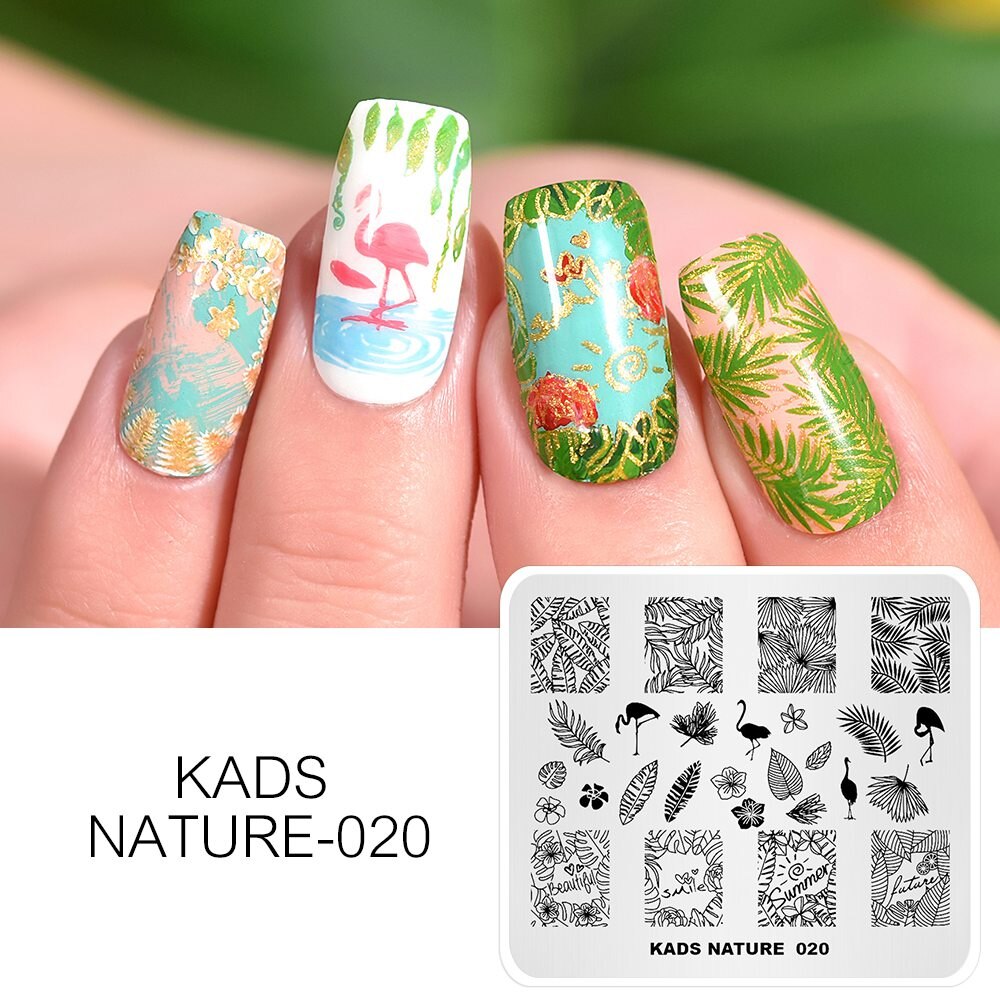Nail Art timbre plaque fleur feuilles léopard impression Image ongles estampage modèle ongle bricolage pochoir plaque pour Nail Art: Nature 020