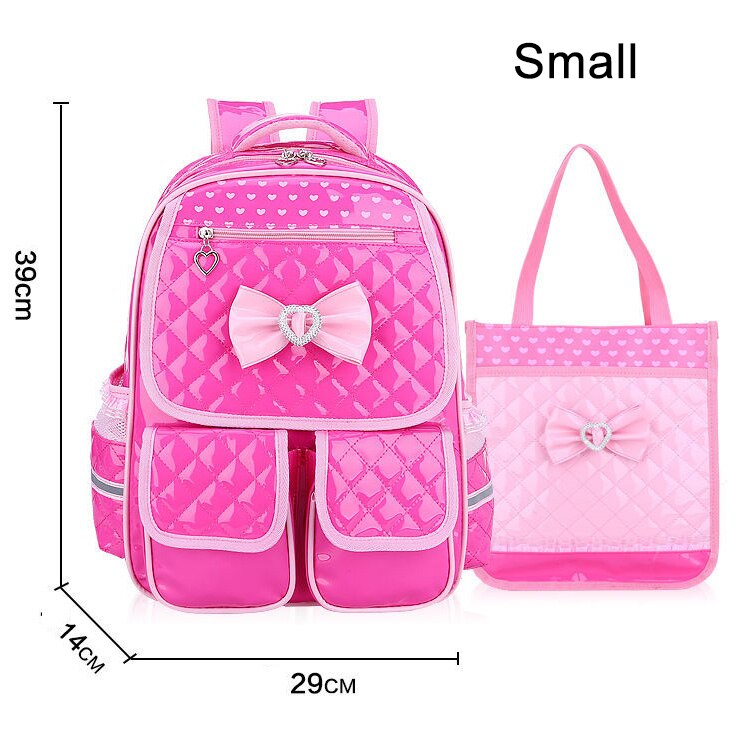 Leuke Rugzak Schooltas Voor Meisjes Pu Waterdichte Schooltassen Voor Meisjes 1-3-6 Grade Orthopedische Schooltas voor Meisjes: Small-Red 1 Set