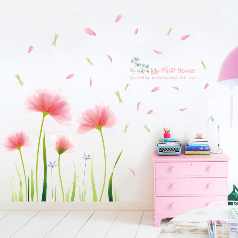 Romantische Roze Tuin Bloem Muursticker Woondecoratie DIY slaapkamer woonkamer Achtergrond Muurschildering art Decals poster stickers