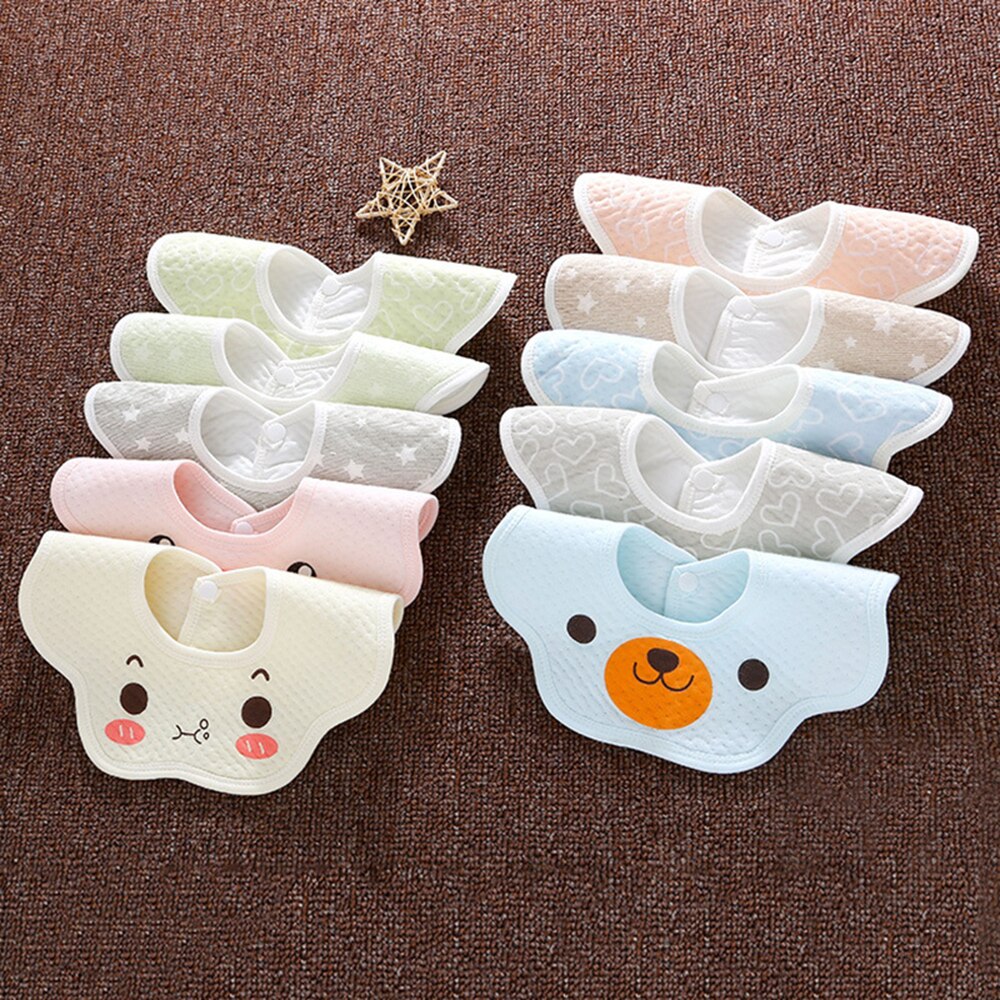 Bonito estilo flor babadores de bebê girando duplo pressão padrão de moda coração estrela babadores meninas meninos colar cachecol