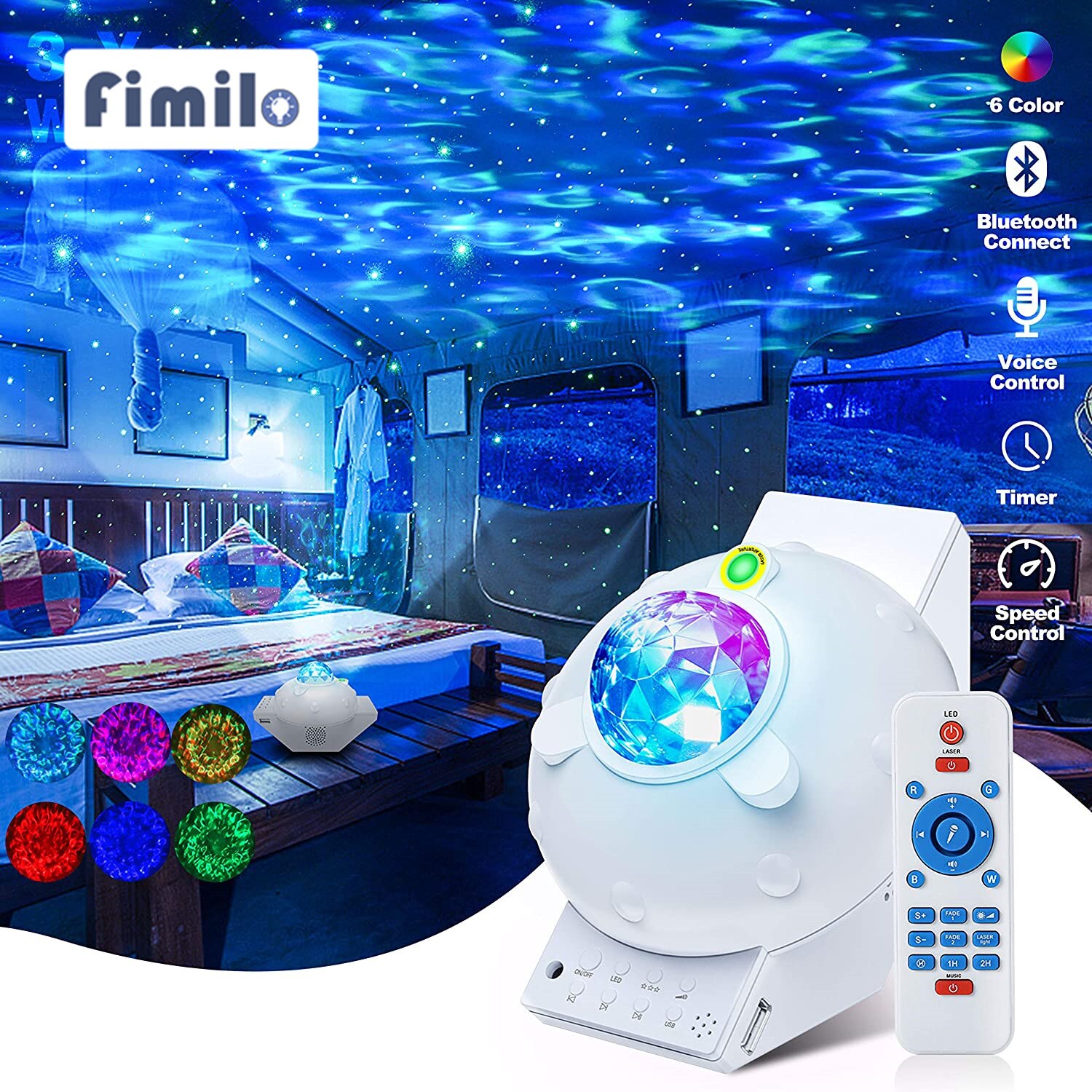 Nachtlampje Projector Led Light Star Music Projectoren Met Bluetooth Speaker Wave Galaxy Projector Voor Kid Adult Plafond Slaapkamer