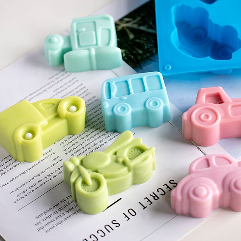 6 Cavity Vehicles Car Soap Mold Cars Shape Craft Art Silicone Molds For Soap Cake Chocolate Making Cute Cars Theme Craft Molds