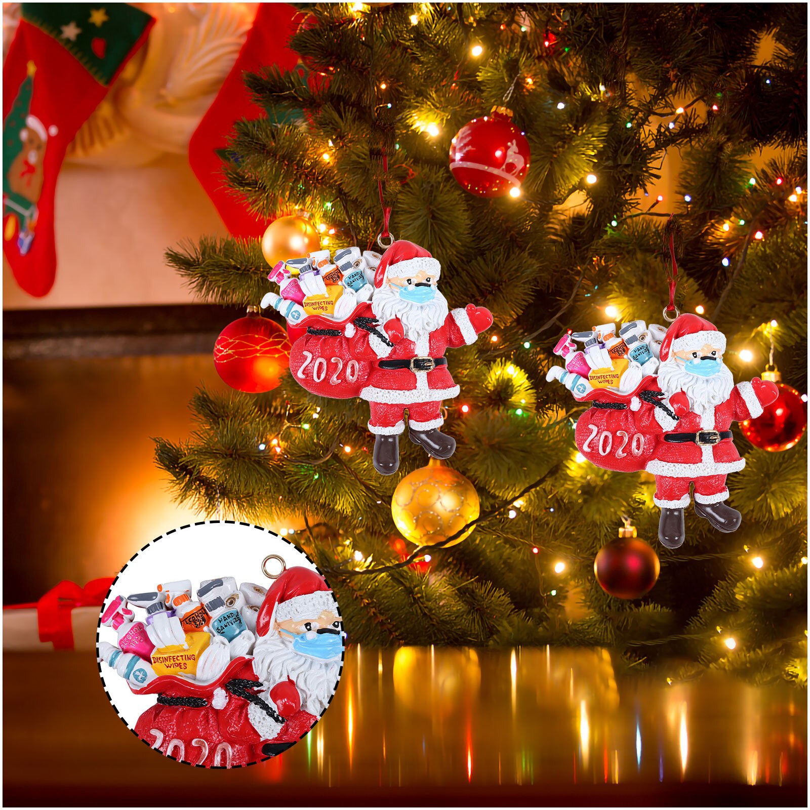 Vrolijk Kerstfeest Kerstman Opknoping Ornament Santa Dragen Een Gezichtsmasker Decoratie Voor Kerstboom Navidad Decoratie