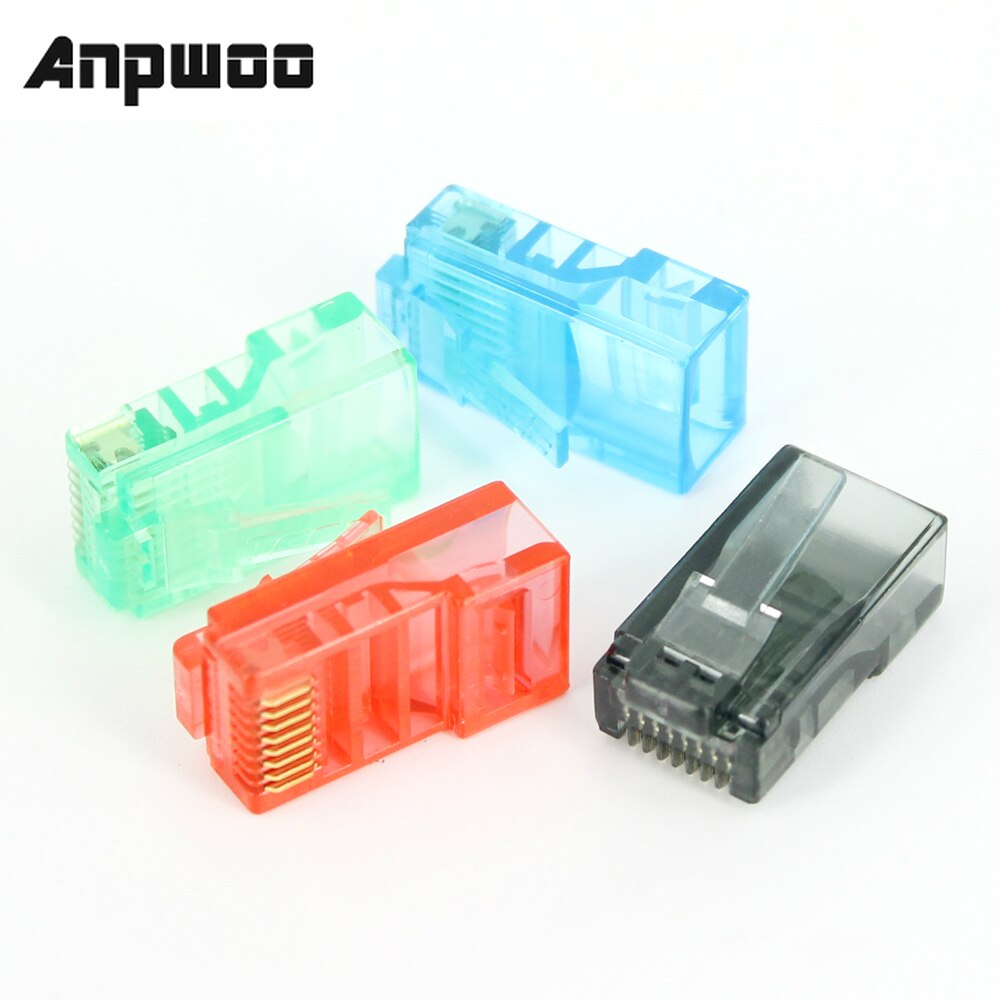 Módulo de Cables Ethernet RJ45, conector de red, RJ-45, cabezales de cristal, Cat5, Color, chapado en oro, 50 unids/lote