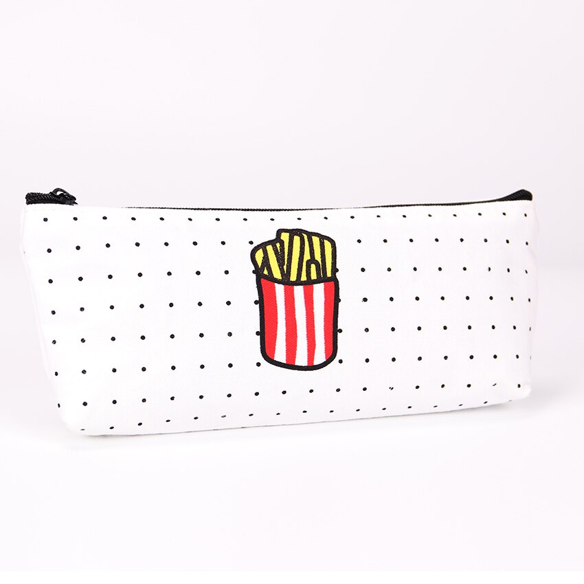 Creatieve Voedsel Pizza Fries Etui Canvas Potlood Tas voor Kids Leren Schoolbenodigdheden: Fries