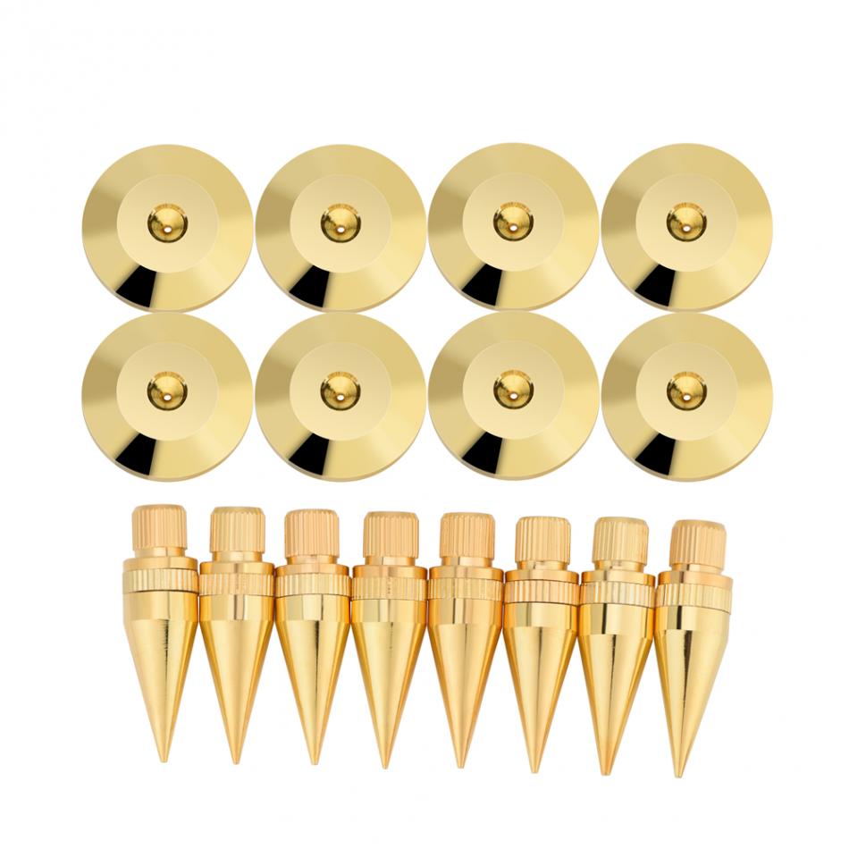 8 Pairs Speaker Spikes - 6x36mm Copper Isolation Stand + Base Pad Feet